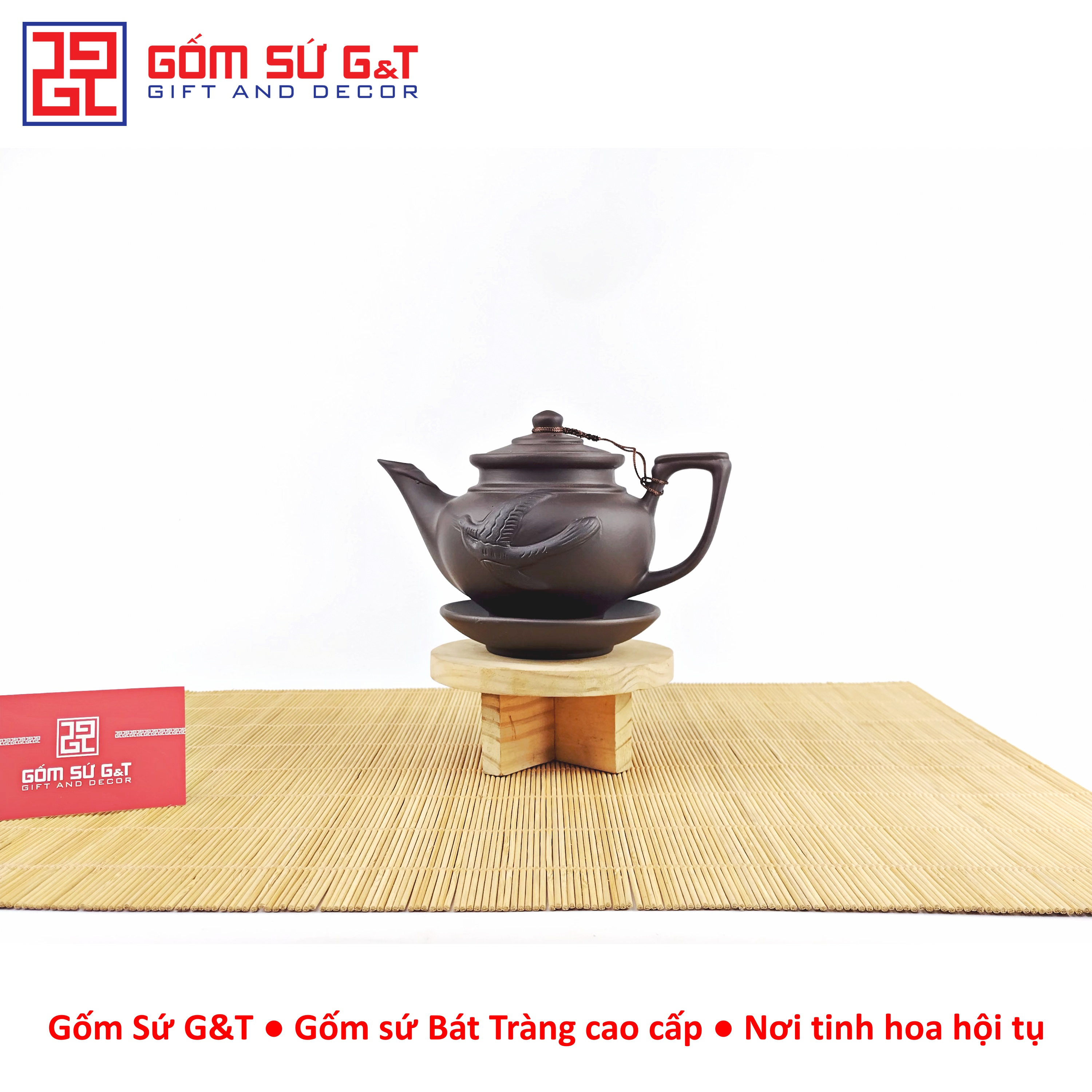 Bộ trà gốm liên hoa trơn Gốm Sứ G&T