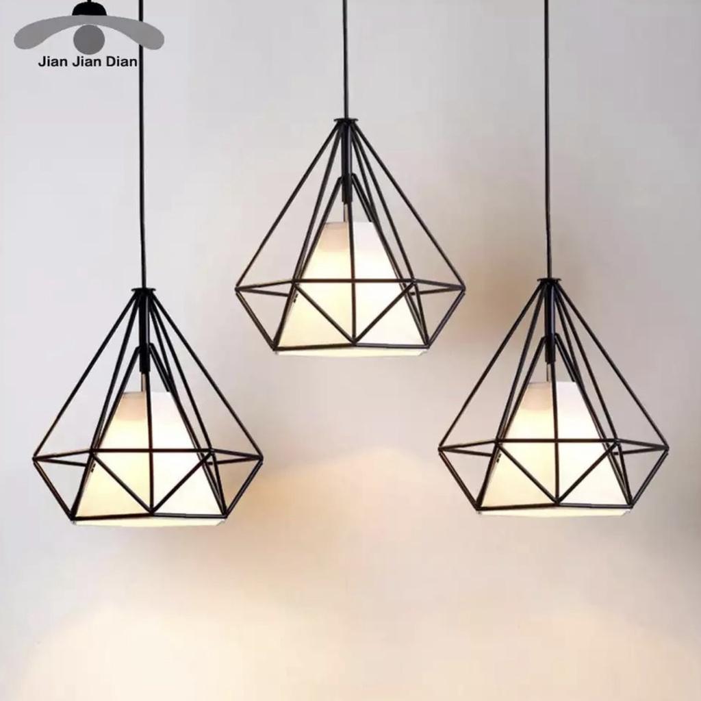 Đèn thả hiện đại hình kim cương, lồng vải chưa bao gồm bóng đèn THCN 09 - ĐEN