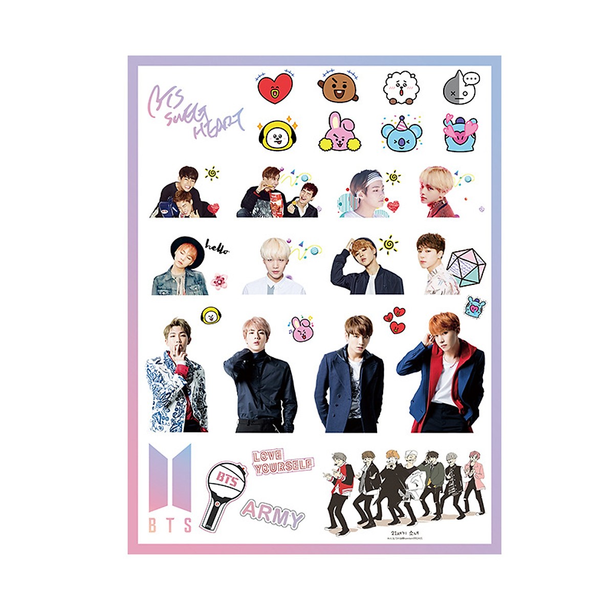 Mua Bộ 5 Sticker hình dán BTS + BT21 (2 Sticker BT21 + 3 Sticker ...