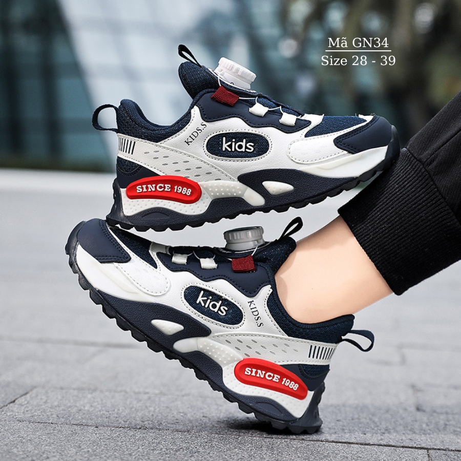 Giày Bóng Rổ Bé Trai 4 - 15 Tuổi KIDS.S Êm Nhẹ Khóa Xoáy Cao Cấp Chống Bẹt Hỗ Trợ Can Thiệp Lót Cho Bé BCB Lót Đế Chỉnh Hình GN34