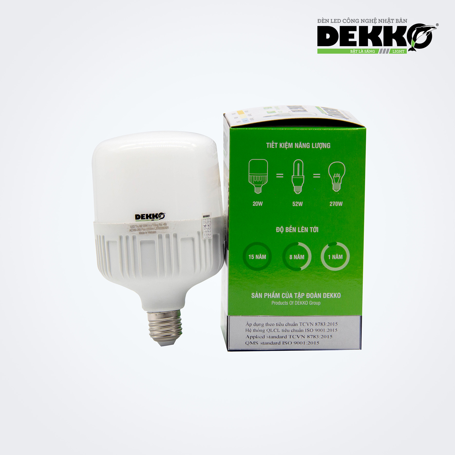 ĐÈN LED TRỤ 2201 DEKKO 20W SIÊU TIẾT KIỆM ĐIỆN - ĐỘ BỀN LÊN TỚI 15 NĂM