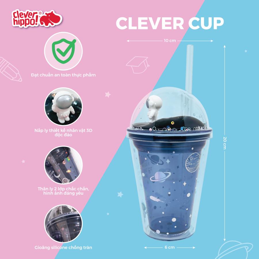 Ly Nhựa Clever Cup Astronaut Galaxy Xanh CLEVERHIPPO PCUP05/BLUE