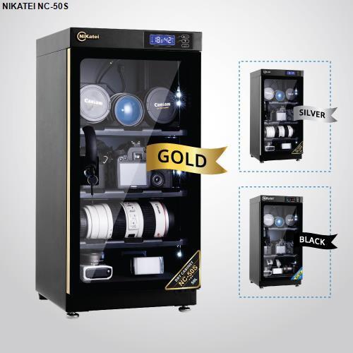 Tủ chống ẩm Nikatei NC-50S Gold (Dung tích 50 lít)-China . Tặng 01 bộ vệ sinh máy ảnh 8 in 1