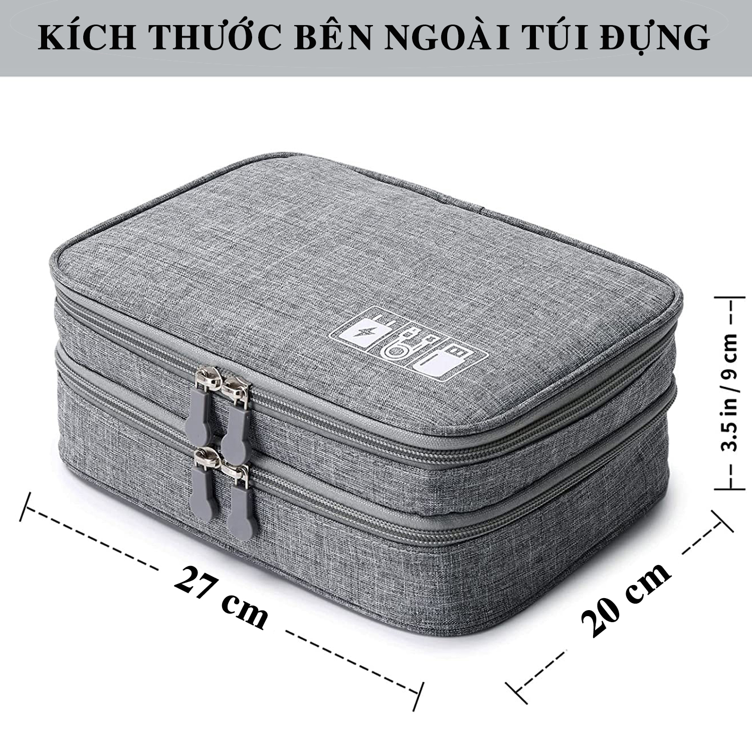 Túi đựng phụ kiện điện thoại 2 ngăn lớn cải tiến kích thước 27cm nhiều ngăn chống nước, chống sốc - Hàng chính hãng D Danido