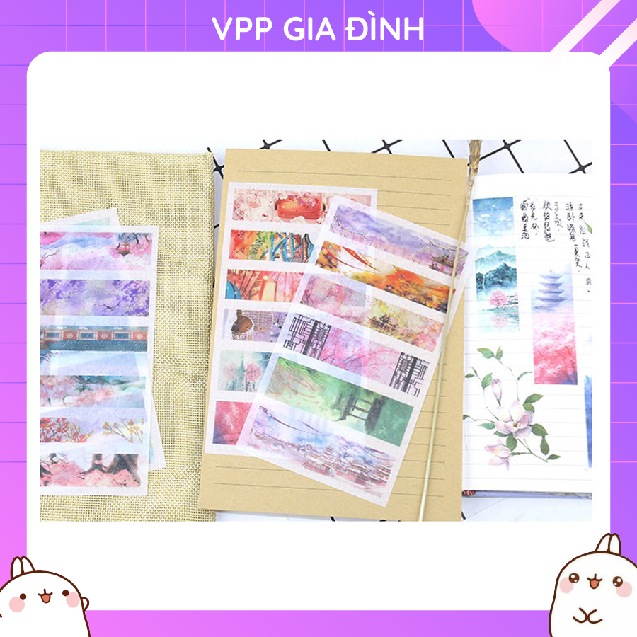 Bộ 6 Tấm Nhãn Dán Sticker Dán Trang Trí Phong Cảnh Cung Đình