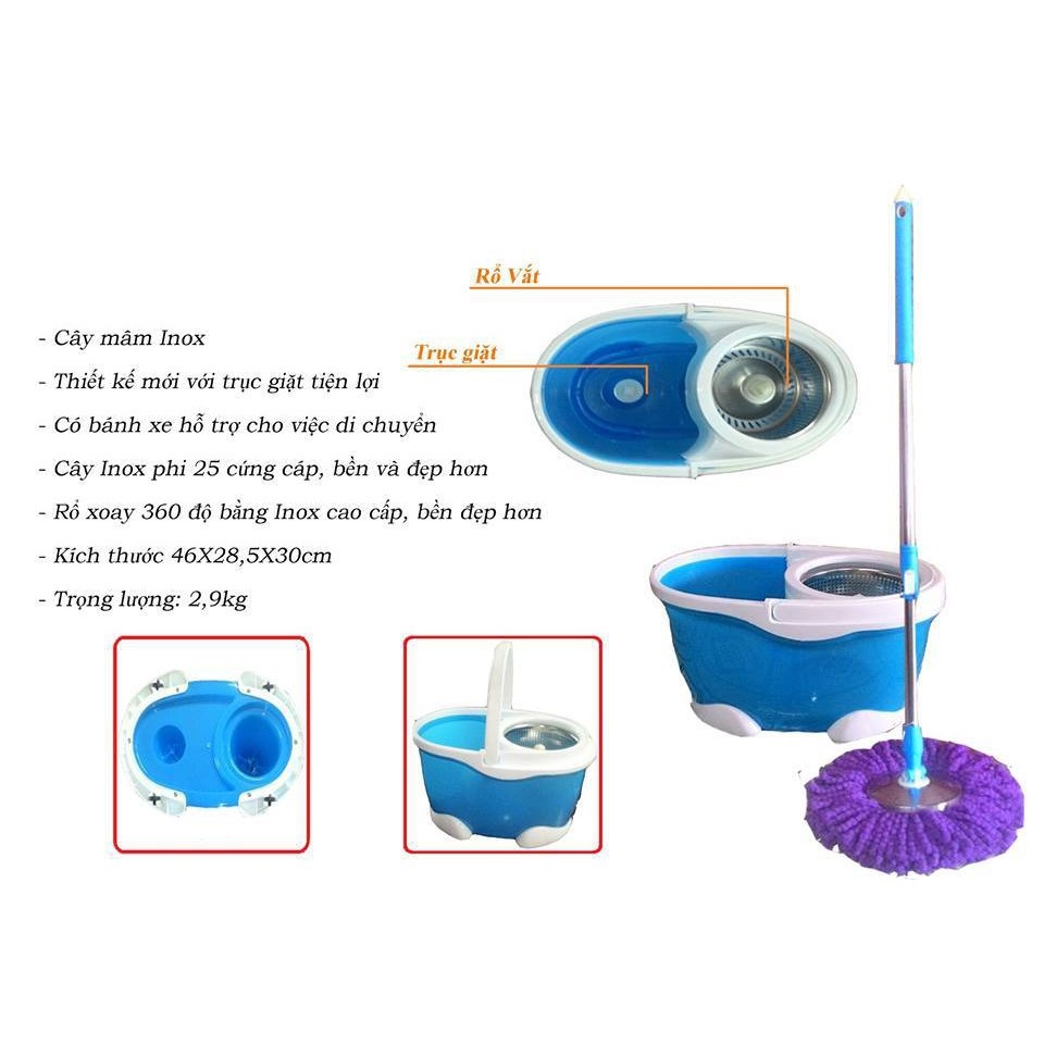 Bộ Lau Nhà Xoay 360 Độ - Màu Ngẫu Nhiên - Hàng Chính Hãng