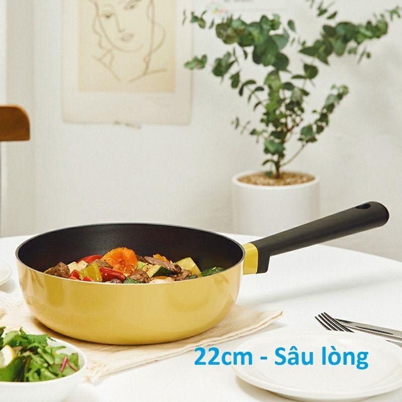 Chảo Decor Sâu Lòng Chống Dính Cao Cấp 22cm LDE1225IH Màu Vàng (cam kết hàng chuẩn, y hình)