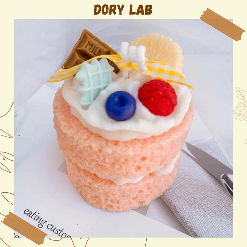 Nến Thơm Bánh Kem 2 Tầng Mix Topping Màu Pastel Handmade, Quà Tặng Sinh Nhật - Dory Lab