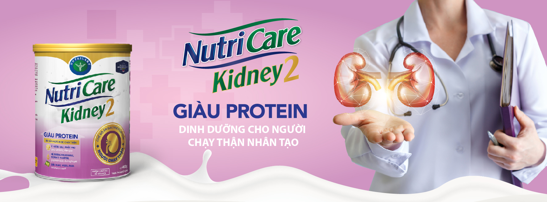 Sữa Kidney 2 900g của NutriCare - Chế độ ăn giàu Protein cho NGƯỜI CHẠY THẬN