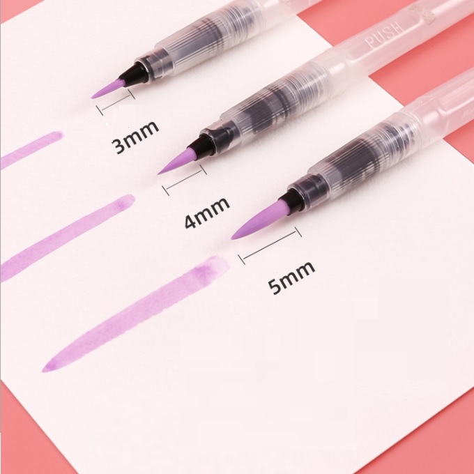 Cọ vẽ màu nước water brush set 3 size F/M/B, bút ngậm nước dùng cho màu nén vẽ tranh cao cấp