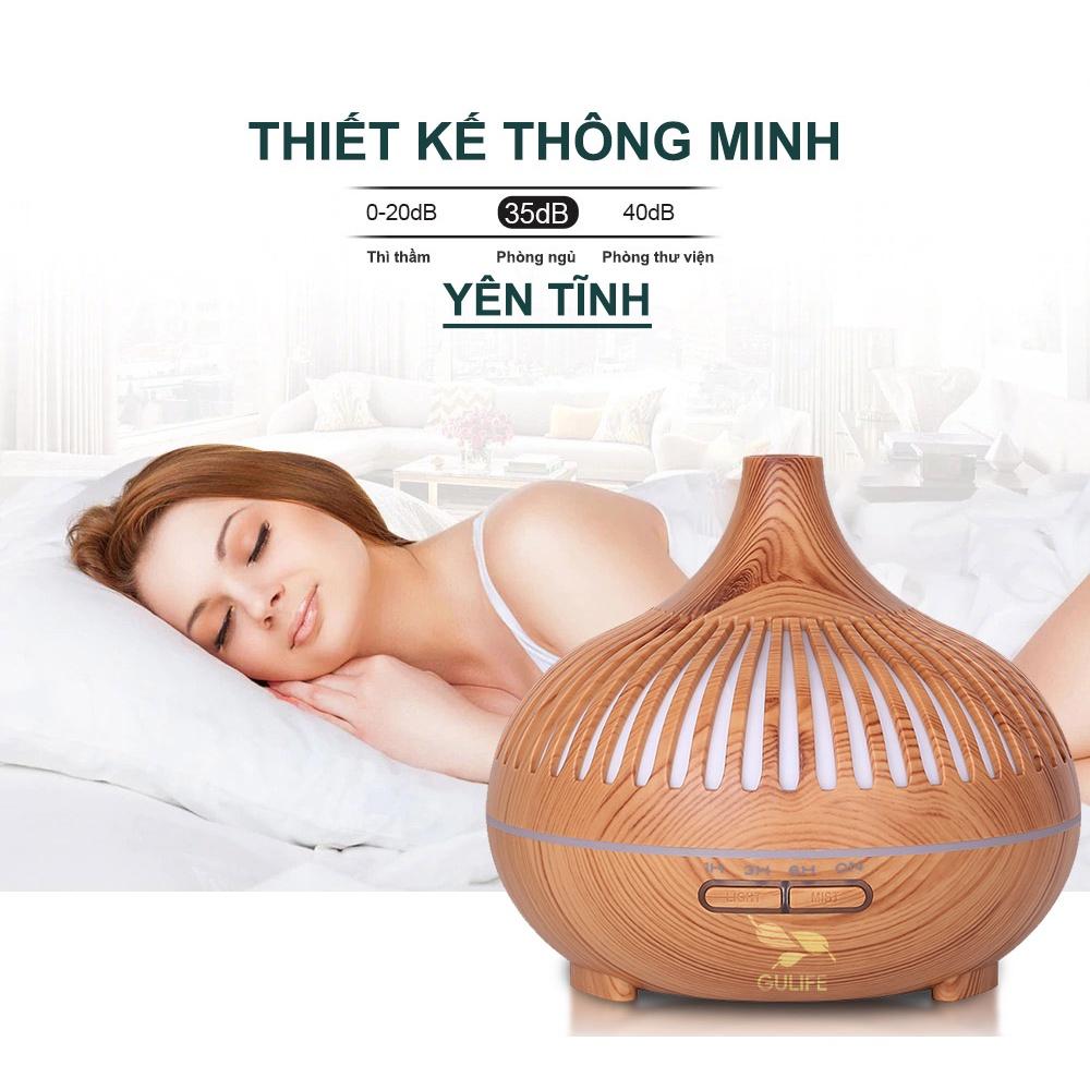 Máy Khuếch Tán Tinh Dầu Tạo Độ Ẩm Đèn Lồng Hồ Lô 7 Màu 400ml -Tặng Tinh Dầu Nguyên Chất 10ml Kèm Remote- GULIFE MKT23S