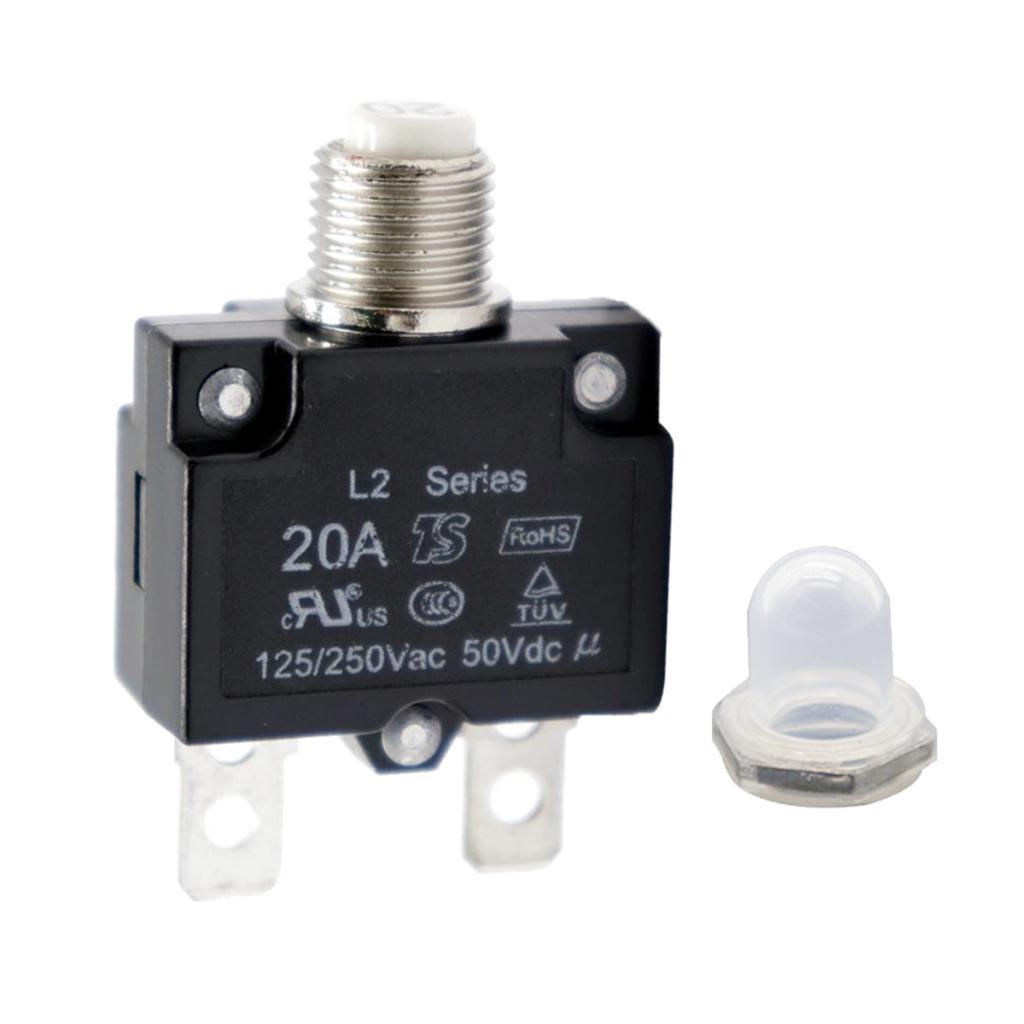 2PCS Circuit Breaker 20A/30A Push Button Reset Thermal Panel Mount 125/250V