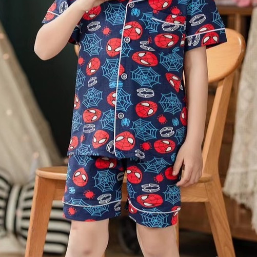 Bộ Pijama cộc tay hình nhện xuất Hàn bé trai 2-14 tuổi