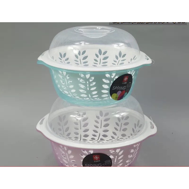 Bộ chậu rổ kèm nắp đậy rửa rau tròn bằn nhựa cao cấp - ANTH227