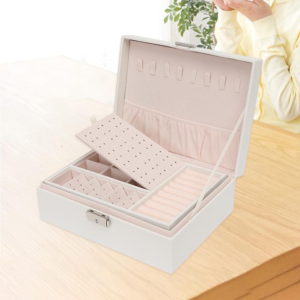Double Layer Jewelry Storage Box Flannel Velvet for Necklace Watches
