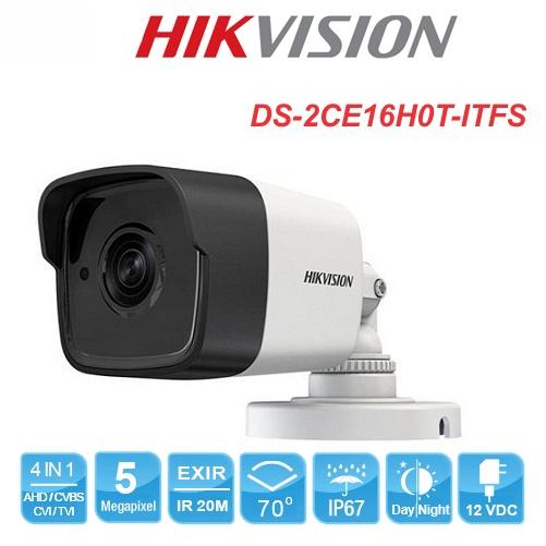 Camera HD-TVI (4 in 1) hồng ngoại 30M độ phân giải 5MP có tích hợp micro thu âm thanh HIKVISION DS-2CE16H0T-ITFS (Hàng chính hãng)