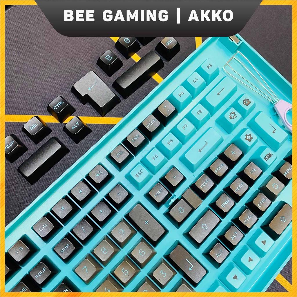 Bộ Keycap chính hãng AKKO - Black &amp; Cyan (PBT Double Shot / ASA Profile / 197 nút)