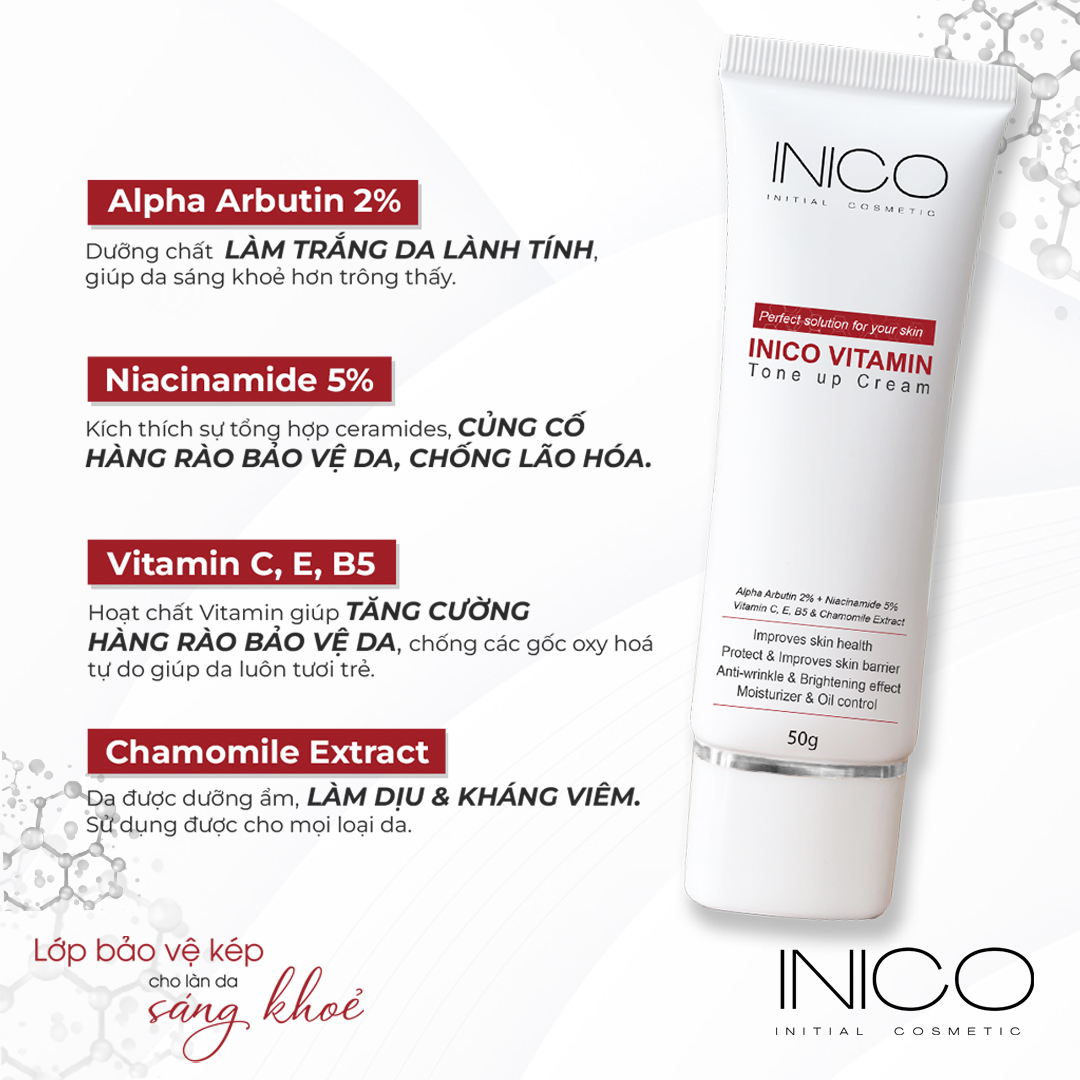 KEM DƯỠNG ẨM TRẮNG DA NGĂN NGỪA SẠM NÁM – INICO VITAMIN TONE UP CREAM