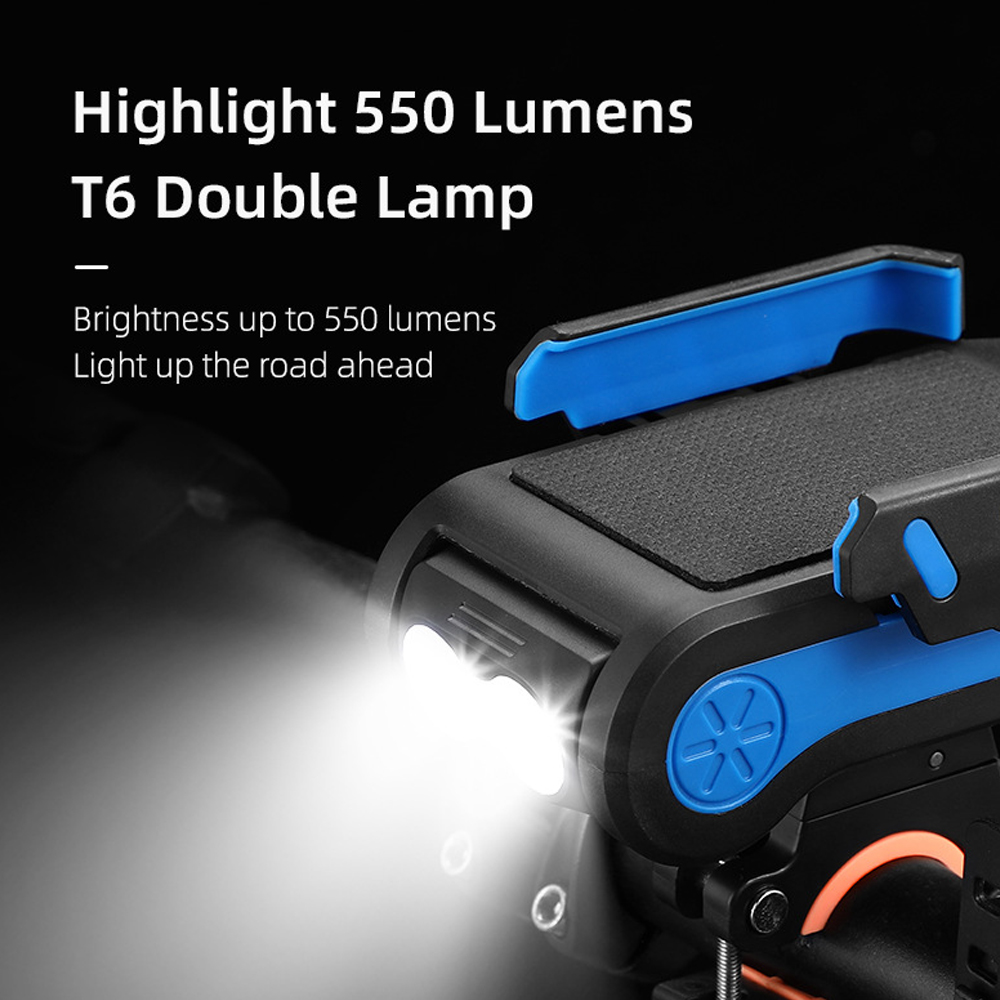 Đèn Xe Đạp 4 Trong 1Tích Hợp Còi Giá Đỡ Điện Thoại Sạc Dự Phòng Cho Xe Đạp Leo Núi