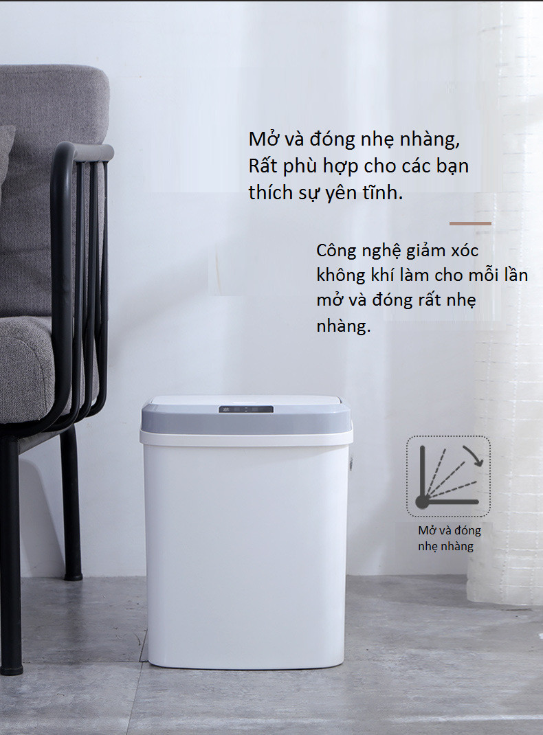Thùng đựng rác mini tự động 15L cảm ứng khi có người đến hoặc chạm thông minh cao cấp