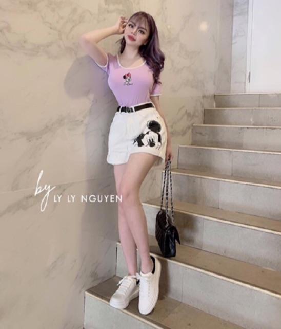 Áo croptop body thêu mickey, hình thật ảnh cuối