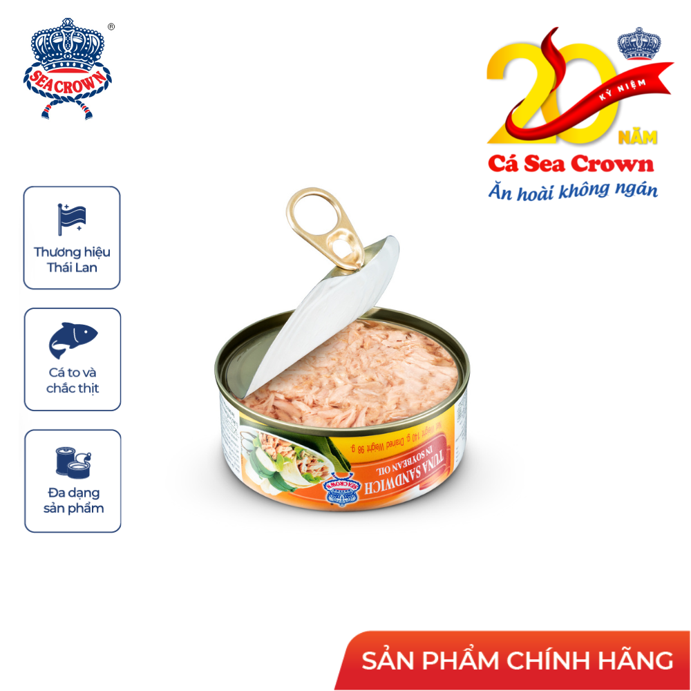 Combo 4 lon cá Ngừ Sea Crown xắt lát ngâm dầu đậu nành