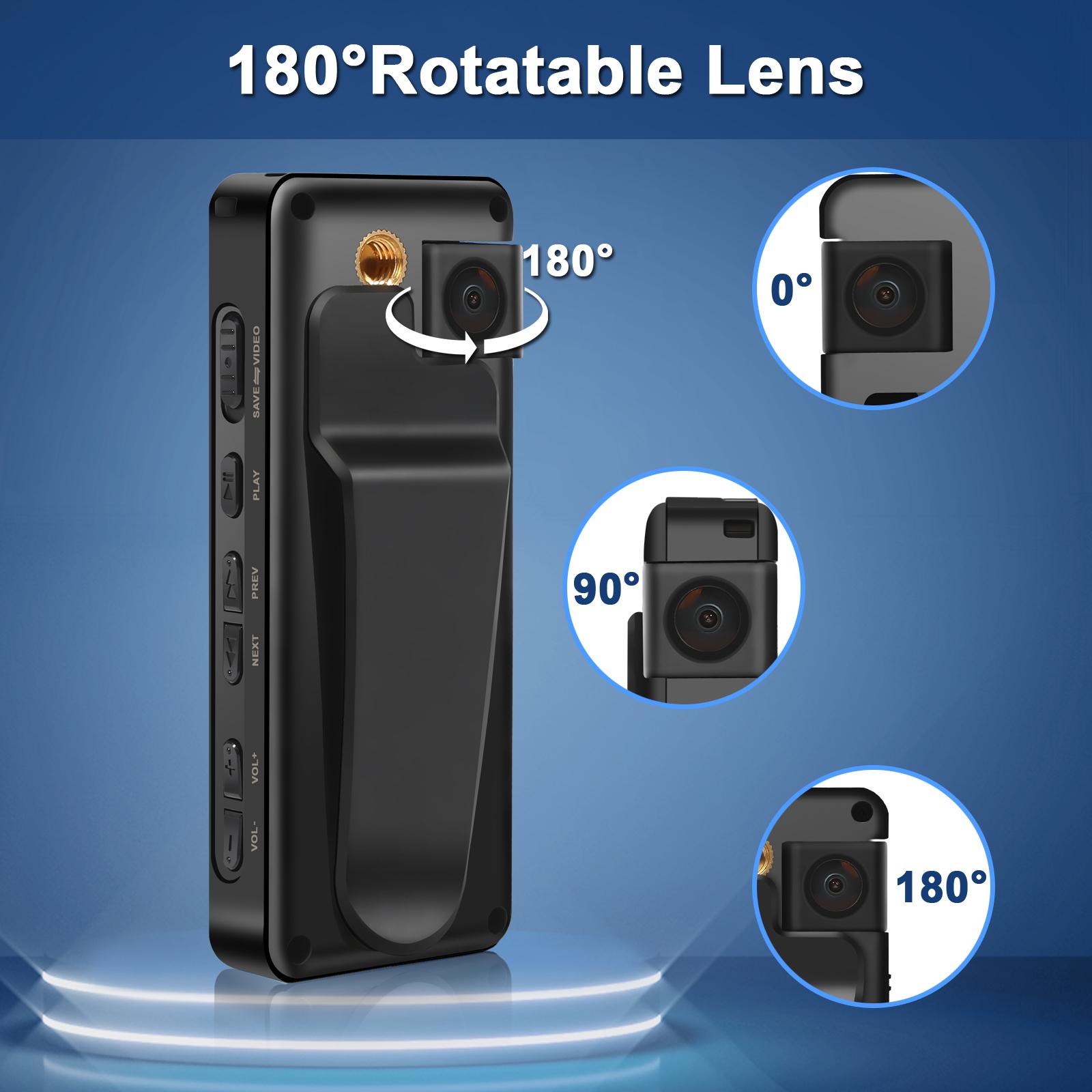 Máy quay phim mini Vandlion A32 Full 1080P HD Camera cảnh sát đeo trên người Camera quay xe đạp nhỏ 180° Camera thể thao DV Car DVR Gói: Với thẻ TF 128GB