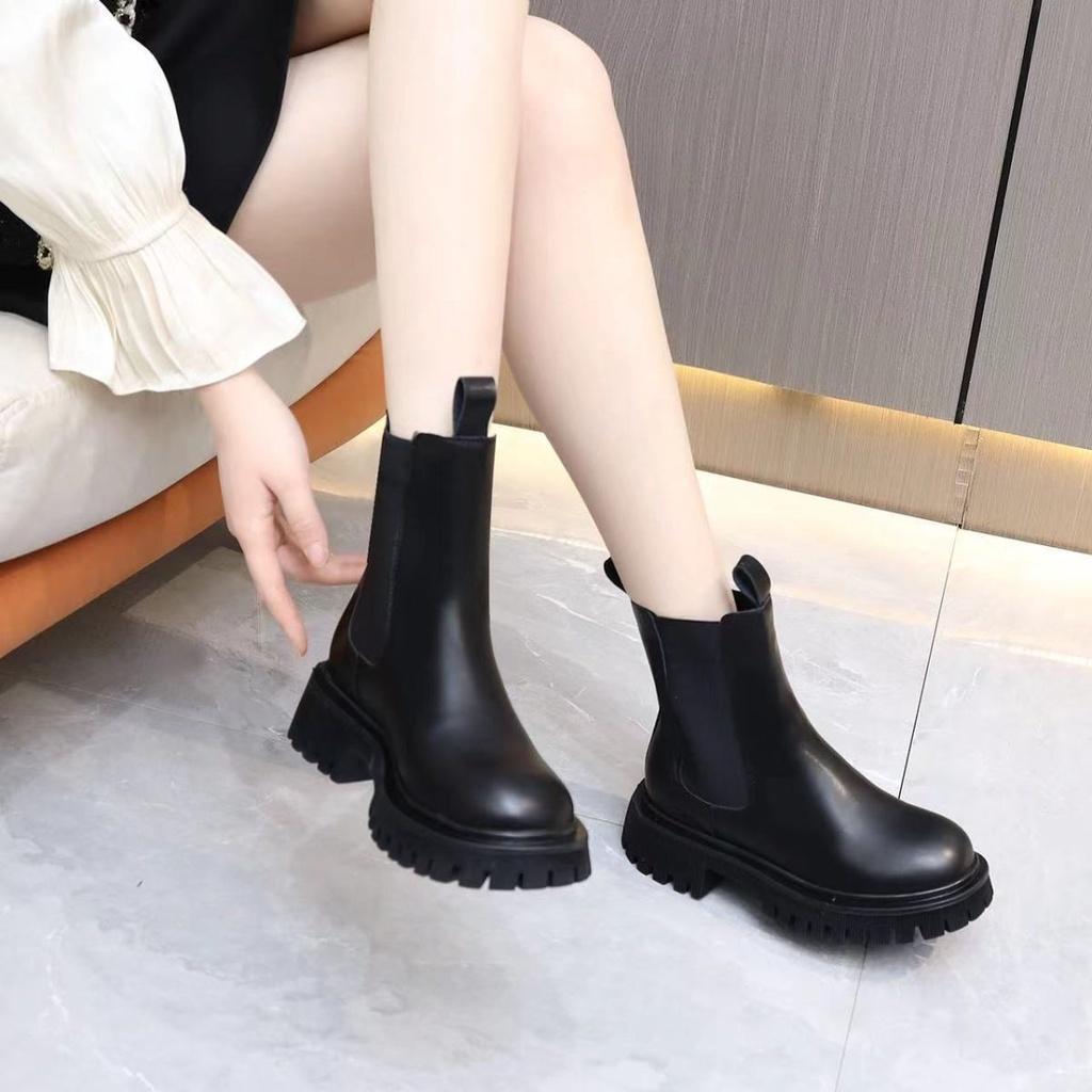 Giày Bốt Martin Da Thật Đế Dày Cổ Thấp Thời Trang Thu Đông 2022 Cho Nữ