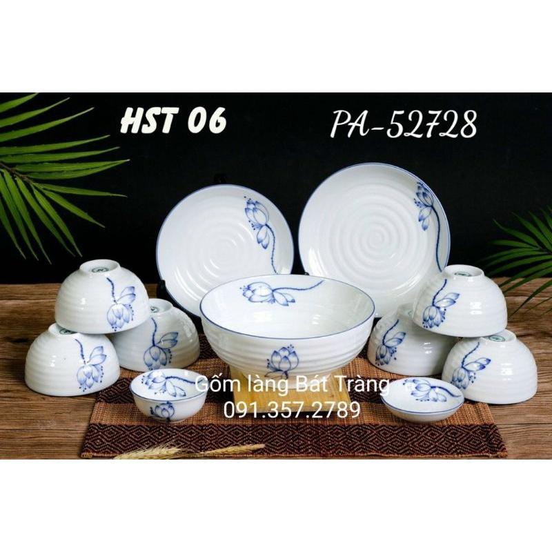 Bộ đồ ăn vẽ sen men trắng