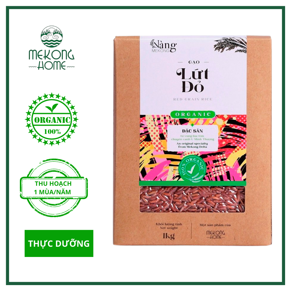 Gạo Hữu Cơ - LỨT ĐỎ 1kg - Nàng MEKONG - 100% Organic