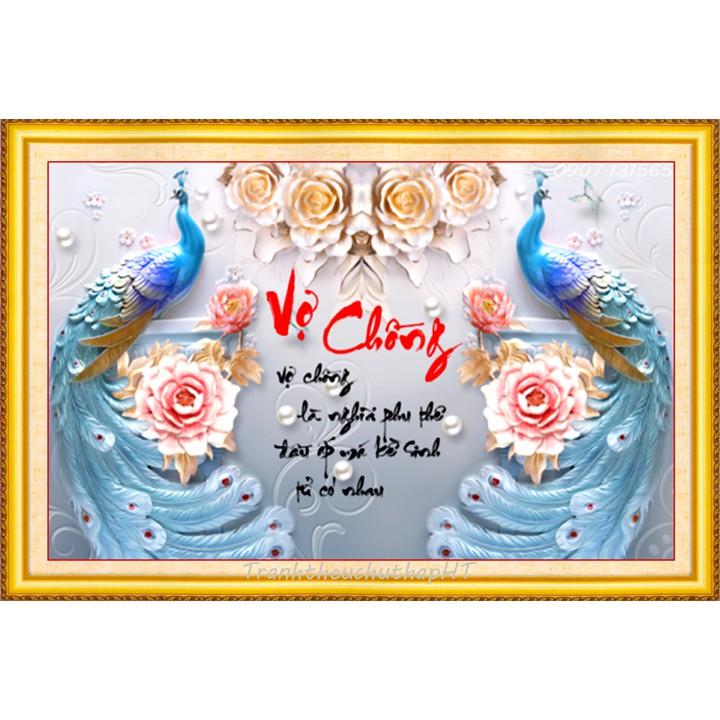 Tranh đính đá - Tranh thêu chữ thập vợ chồng LV191, LV3131 - tự thêu