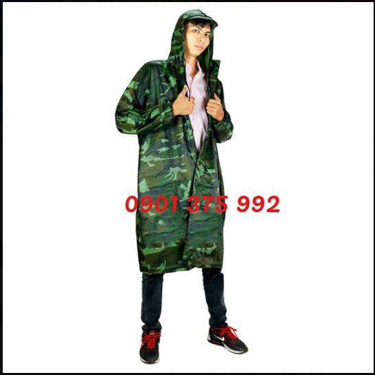 Áo mưa dây kéo vải dù màu rằn ri size lớn 1m4 cho nam