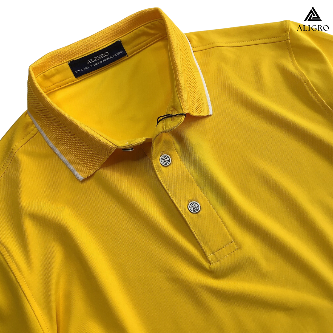 Áo polo golf nam ngắn tay ALIGRO chất vải coolmax màu vàng năng động ALGPLO109