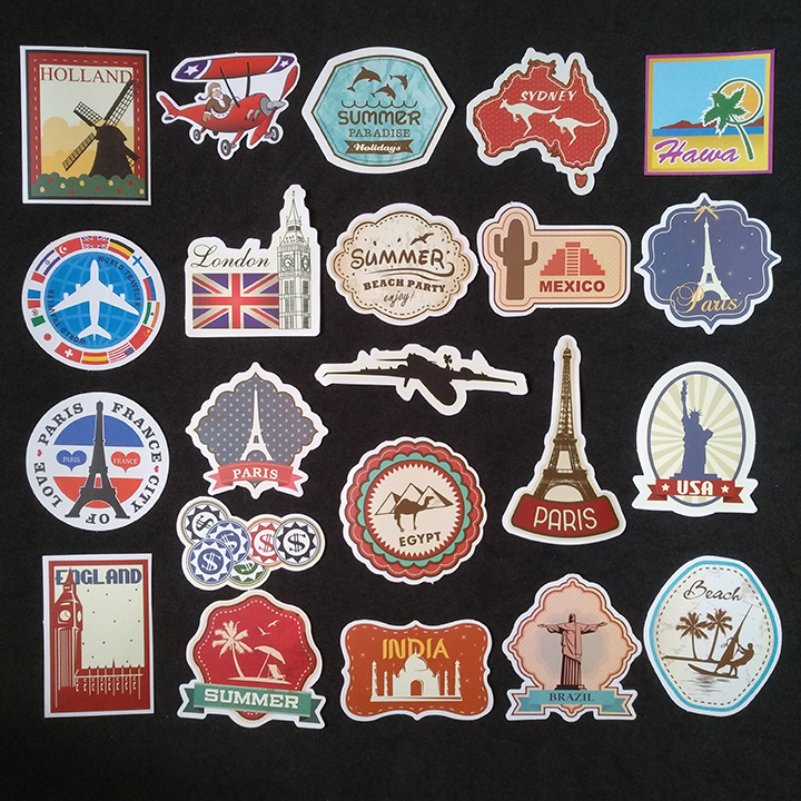 Bộ Sticker dán cao cấp chủ đề DU LỊCH - TRAVEL - Dùng dán Xe, dán mũ bảo hiểm, dán Laptop