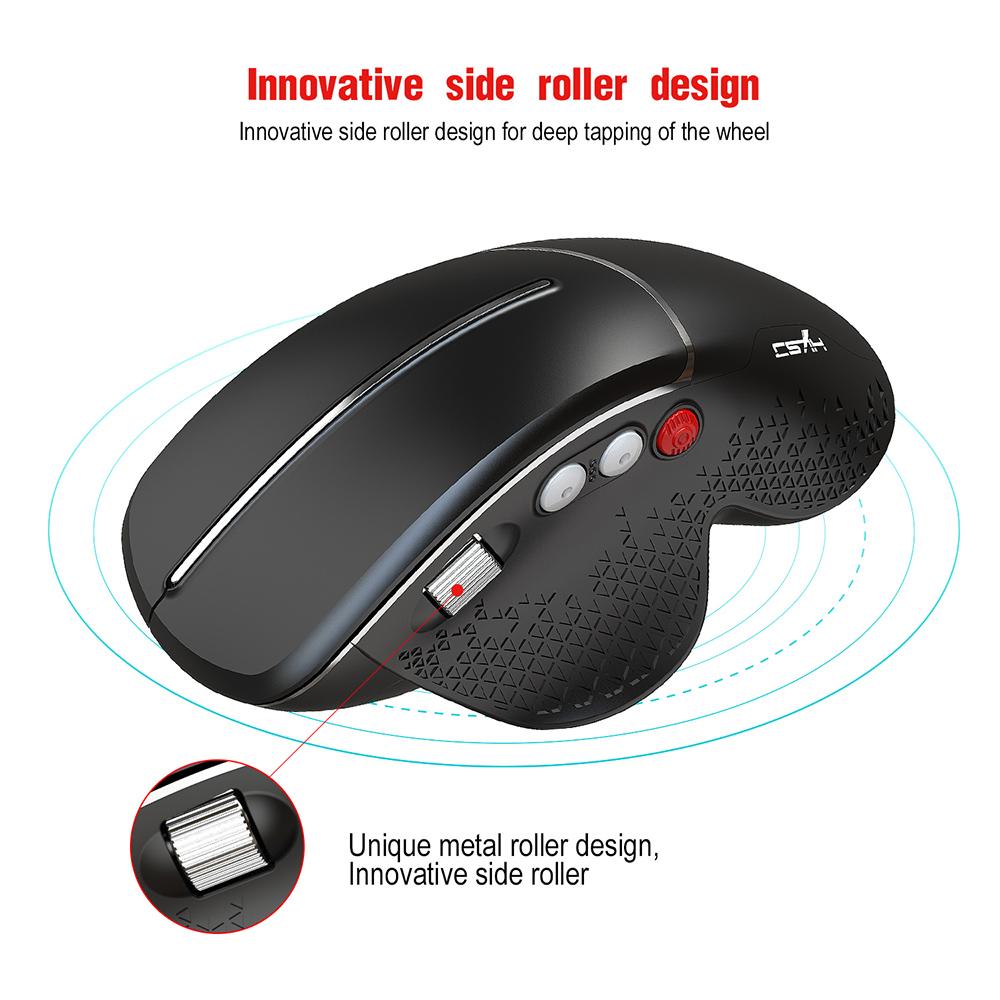 HXSJ T32 2.4GHz Vertical Wireless Mute Mouse 6 Keys 3600DPI Mice Professional Wireless Gaming Mouse for PC