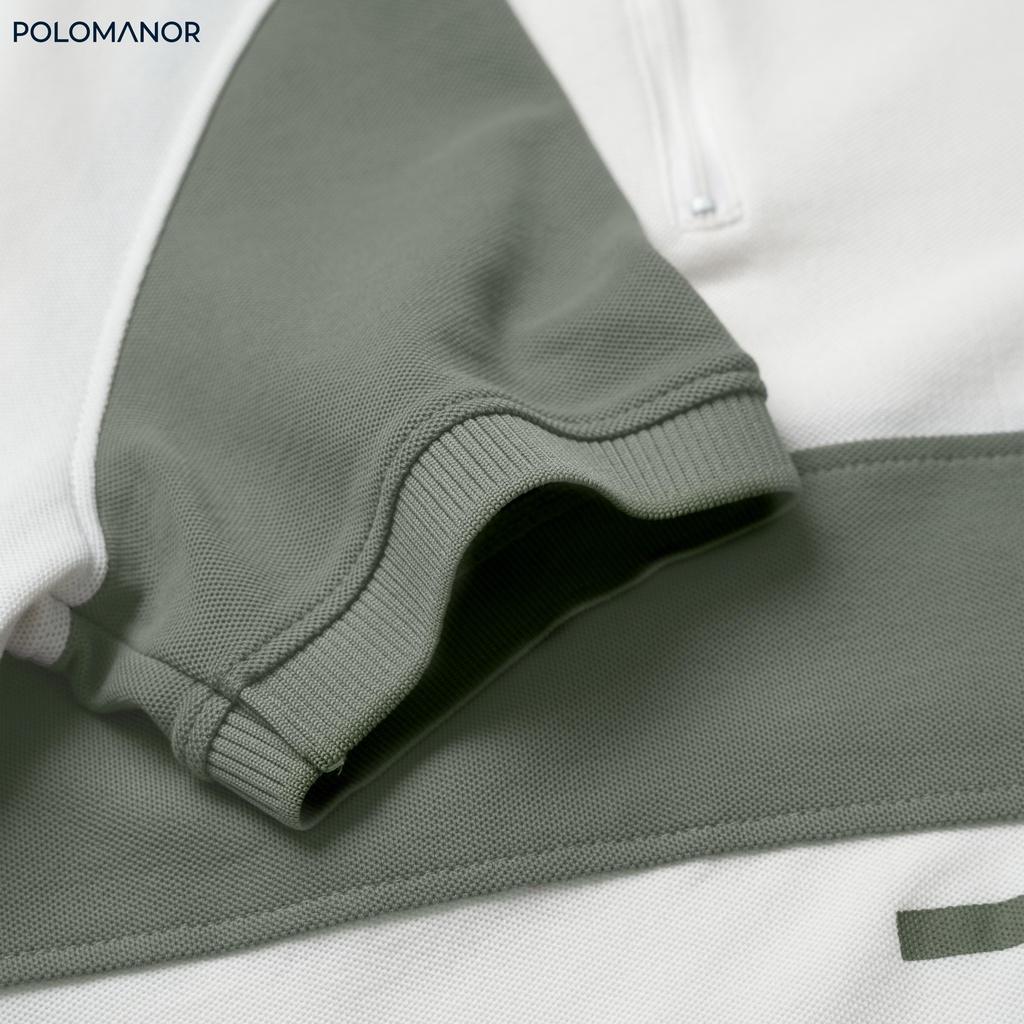 Áo Polo nam phối BRUNO vải cá sấu cotton CMC, nam tính, thanh lịch, sang trọng - POLOMANOR