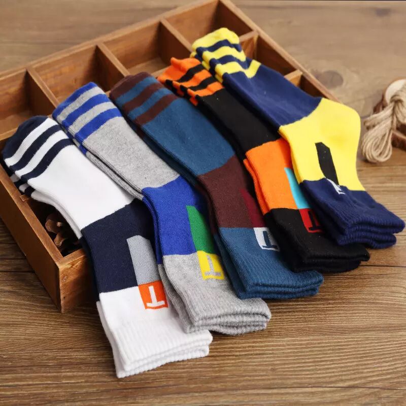 Combo 5 đôi tất nam cổ trung cotton dày dặn thấm hút tốt vớ nam thoáng khí khử khuẩn ChữT co dãn