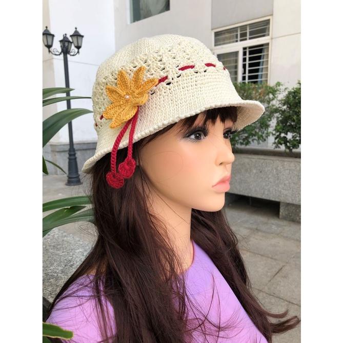 Nón mũ len đan móc thời trang thủ công - Crochet Knit Bucket Hat