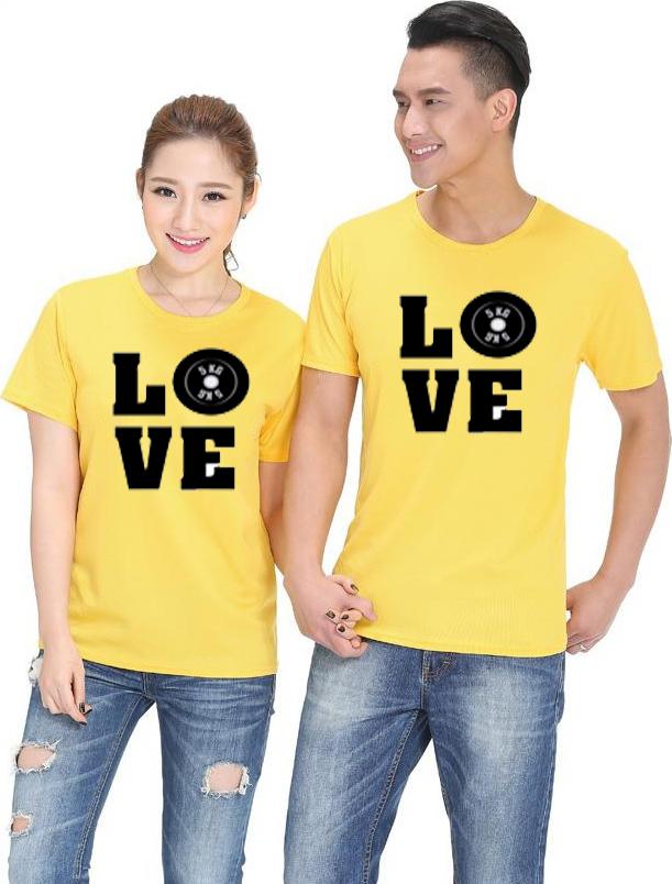 Bộ Áo Thun Đôi Nam Nữ Màu Vàng A355