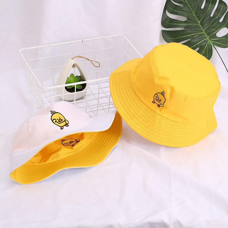  Mũ Bucket nữ   Mũ vành tròn thêu 2 mặt phong cách Ulzang Unisex