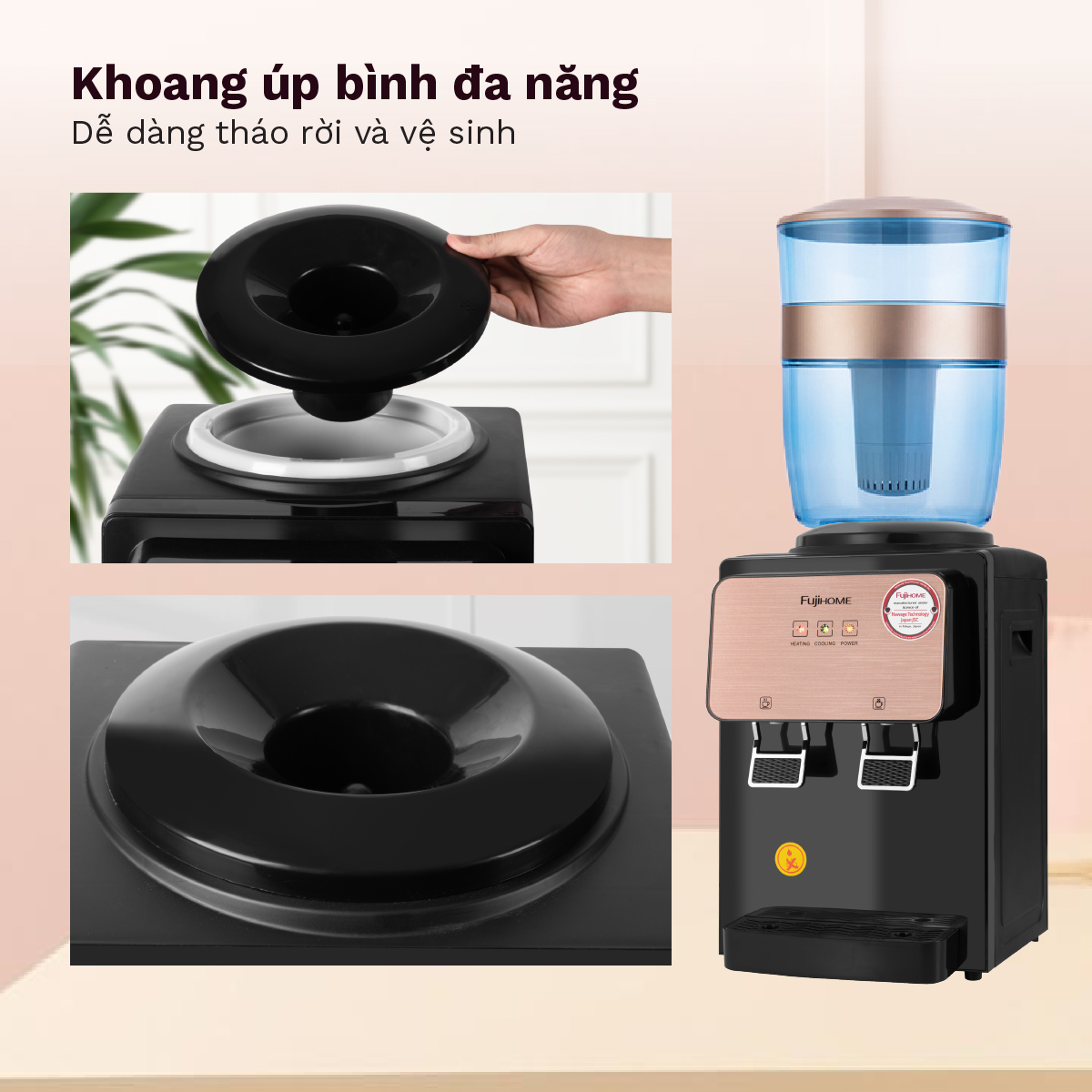 Cây nước nóng lạnh để bàn mini FUJIHOME, máy nước uống nóng lạnh mini tiết kiệm điện - Hàng chính hãng