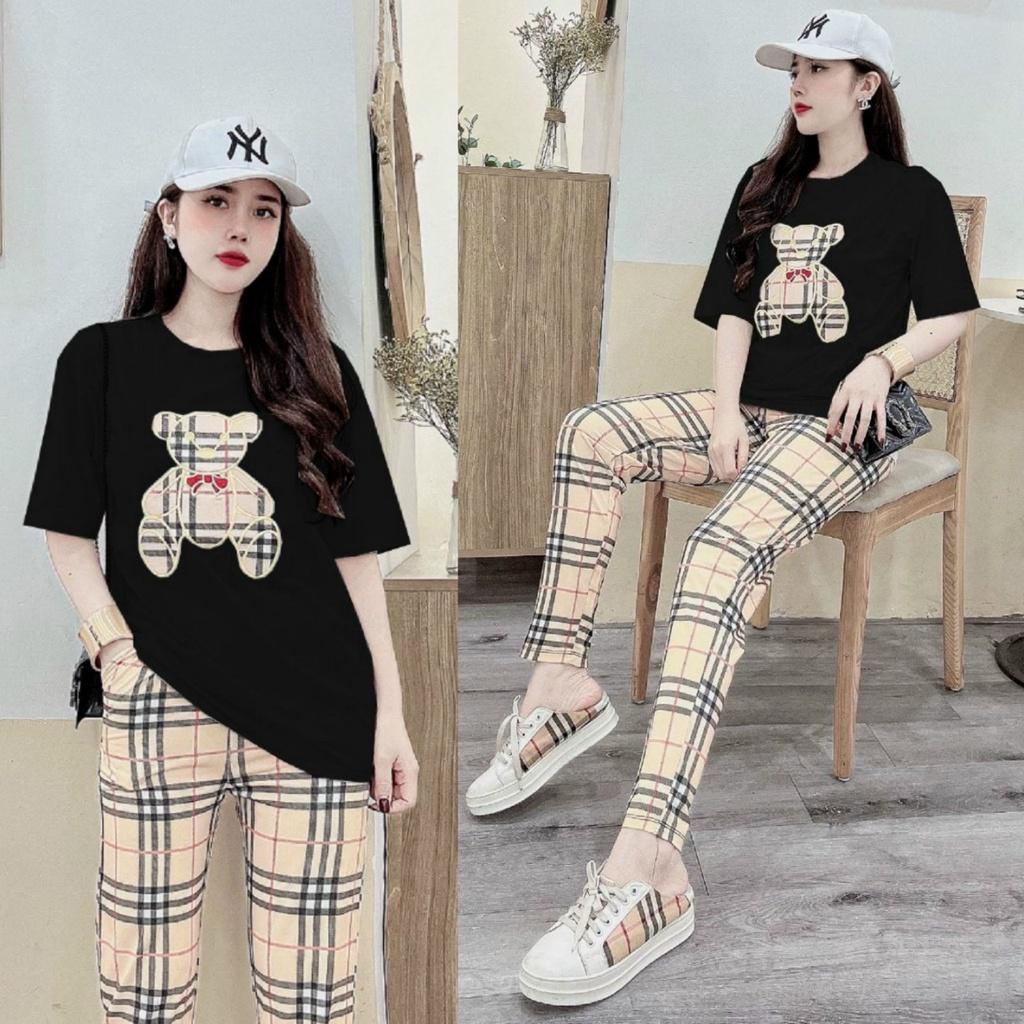 SET BỘ THỜI TRANG FOM RỘNG PHỐI HỌA TIẾT BBR GẤU THÊU
