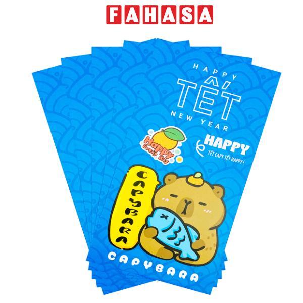 Bộ 5 Bao Lì Xì Tết Bính Ngọ 2026 - Capybara - futurebook L184 - Màu Xanh Dương