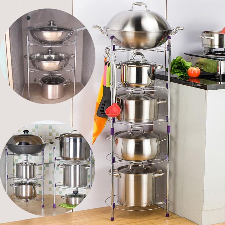 Kệ để nồi xoong chảo nồi 5 tầng inox không gỉ