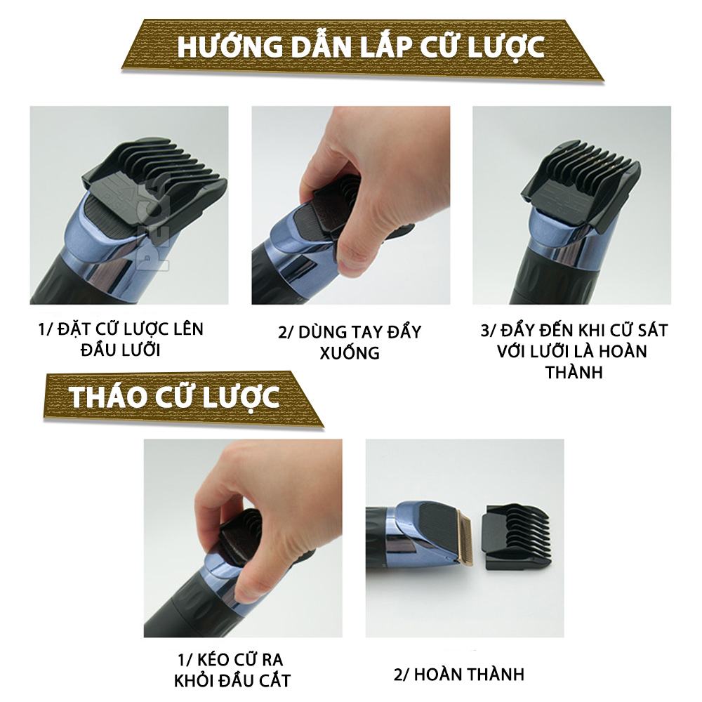 Tông đơ cắt tóc không dây Kemei KM-1255 dùng cho cá nhân và gia đình - Hàng chính hãng