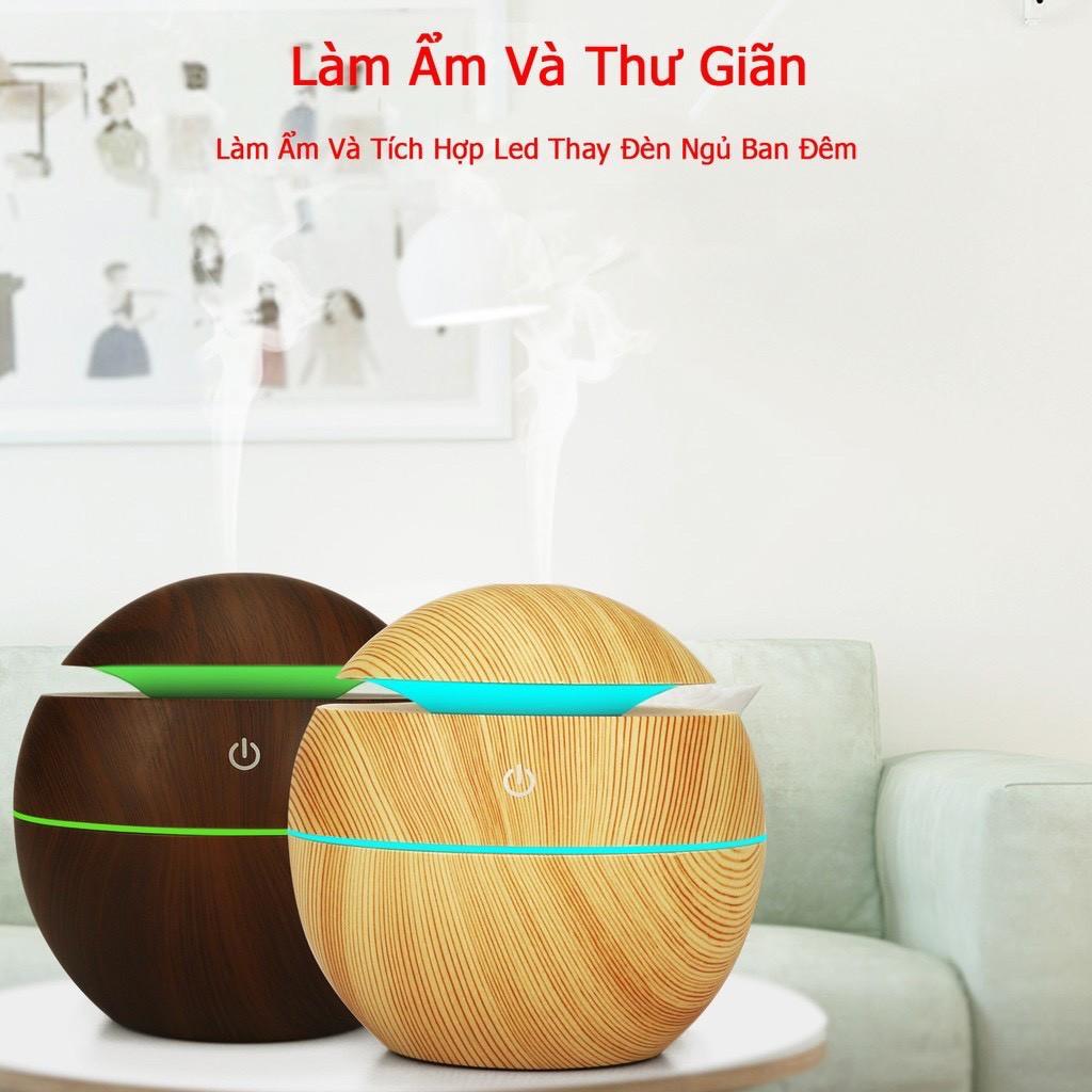 Máy Xông Tinh Dầu Vân Gỗ Tròn Cao Cấp.