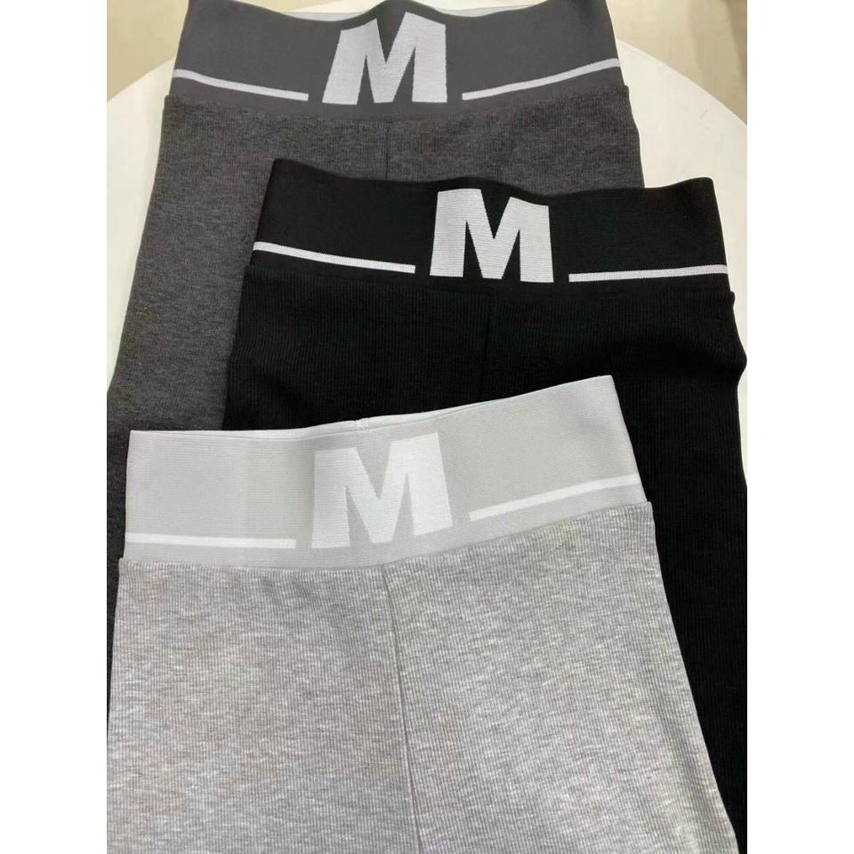 Quần legging nữ cạp cao chữ M chất zip co giãn thoải mái QL01