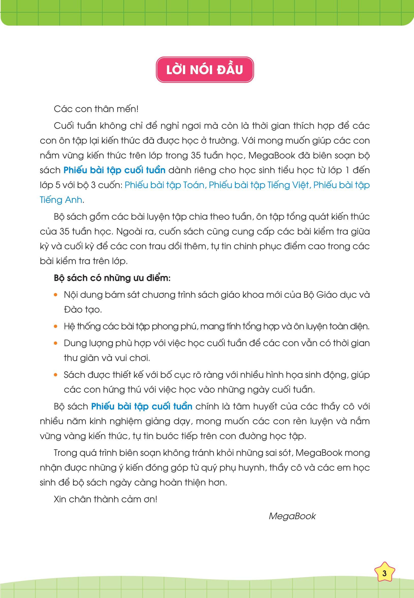 Phiếu Bài Tập Cuối Tuần Toán 1