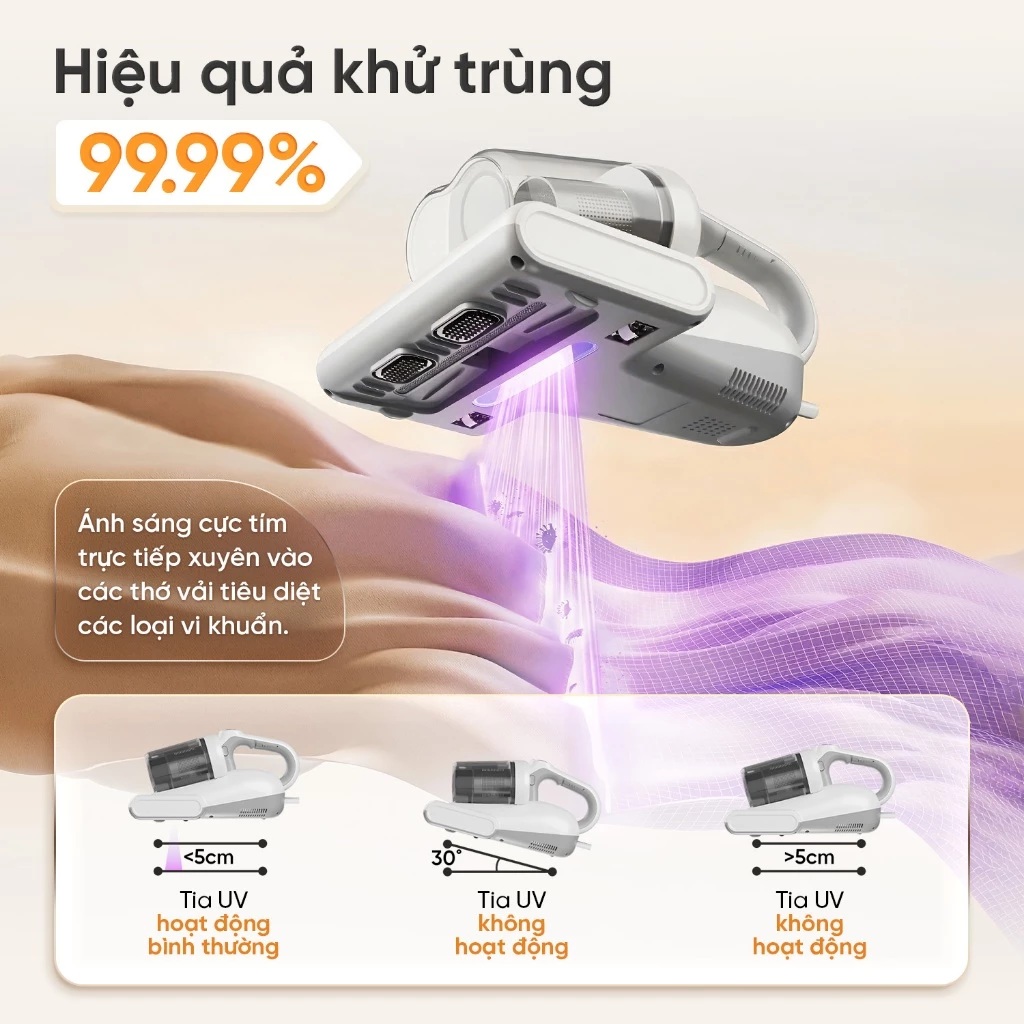 Máy hút bụi giường nệm cầm tay Masuto MSDreamer - UV diệt khuẩn, 2 buồng lọc bụi Cyclone Hepa, lực hút mạnh 13000Pa - Hàng chính hãng