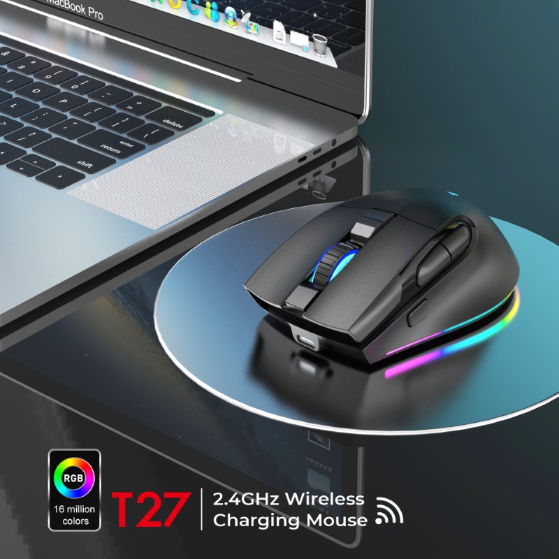 Chuột không dây LED RGB 3200 DPI Gaming Mouse T27 cho máy tính laptop hàng nhập khẩu